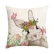 thumbnail image 2 of Funda de almohada de Pascua con conejos y huevos | Funda de cojín decorativa de imitación lino | 45 x 45 cm (18 x 18 pulgadas) para sofá, 2 of 6