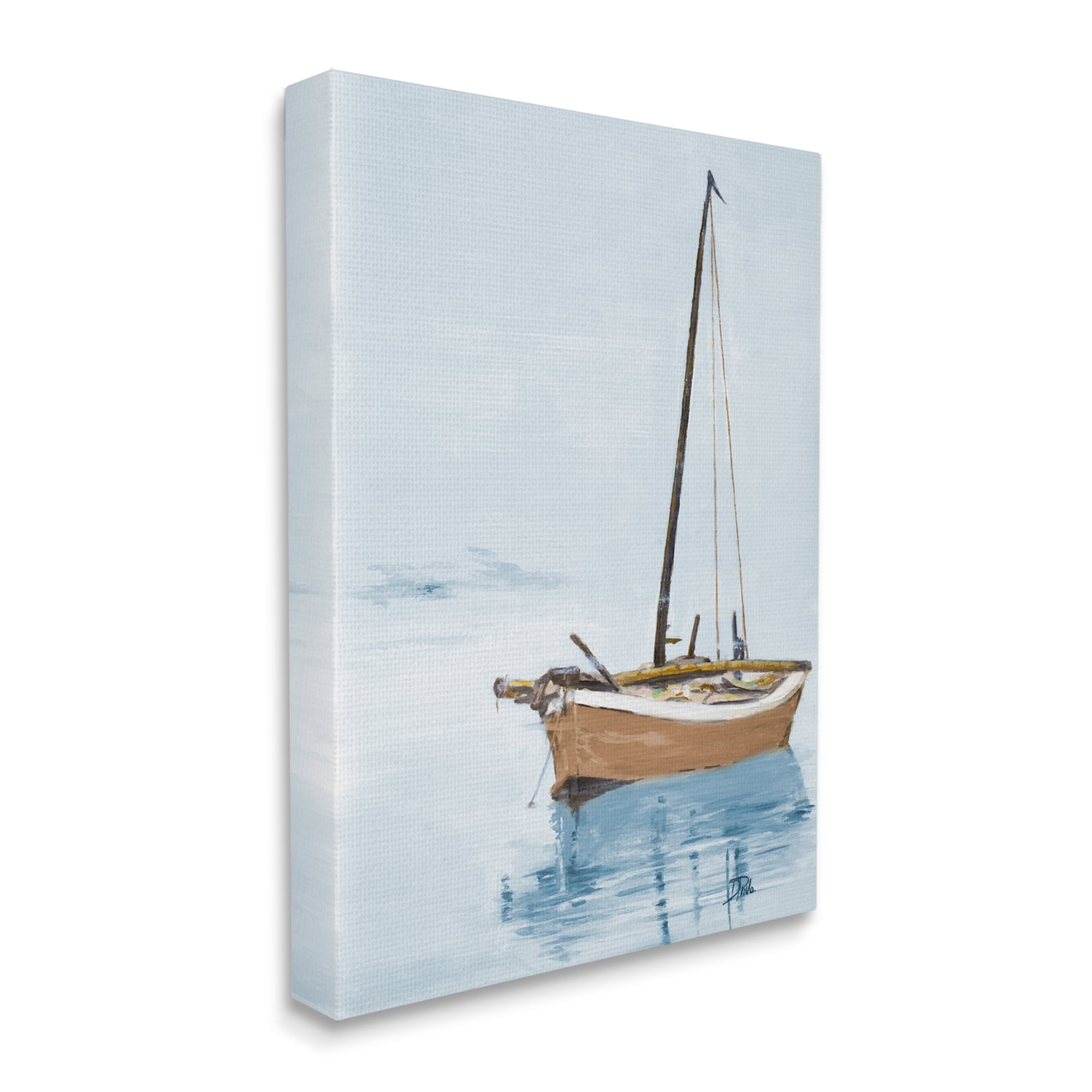 Stupell Industries Sailboat & Water Ripples Transportation Painting Gallery Wrapped Canvas Print Wall Art, 36 x 48