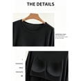 thumbnail image 5 of Loose Fit Women's Cotton Long Sleeve Top with Built-in Bra Pads,Soft Breathable Crew Neck Loungewear Shirt for Casual Daily Wear,Maternity Sleepwear,Layering Basic Tee Black L, 5 of 5