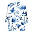 thumbnail image 6 of Boho Tops for Women Linen Regular Fit Floral Blouses Dressy Stretchy Floral Print Loose Blouses Shirts, Blue,L, 6 of 6