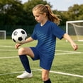 thumbnail image 5 of LJEFF Kids 2PC Soccer Uniform Set, Short Sleeve Summer Quick Dry Elastic Waist Boy Sports Outfit Navy Size 13 T, 5 of 9