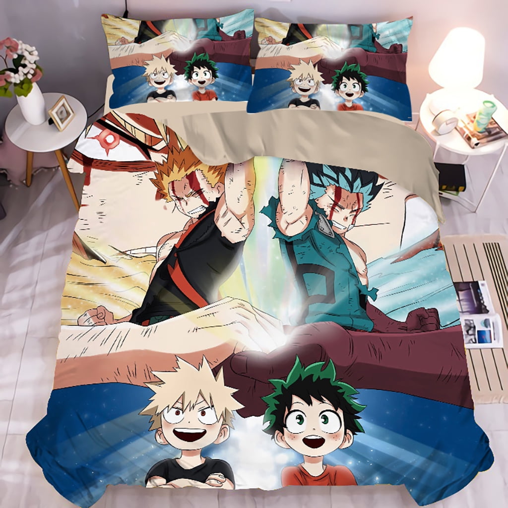 New Anime My Hero Academia Bedding Bed Set 1 Duvet Cover 2 Pillowcases 3D Novelty Deku Deku