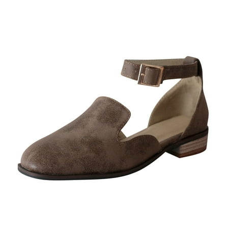

Cglfd Women S Comfortable Breathable Lightweight Belt Buckle Low Heel Round Toe Sandals Shoes