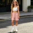 thumbnail image 3 of NOEGOEU Girls Cargo Pants Kids Convertible Waterproof Zip-Off Hiking Pants with Drawstring & Pockets (Pink,7-8 Years), 3 of 5