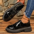 thumbnail image 6 of Womens Chunky Platform Sneakers - Black Patent Lace Up Shoes for Casual Everyday Wear,Size 5.5, 6 of 7