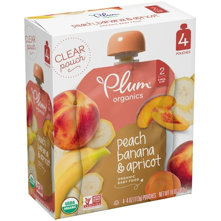 Plum Organics Baby Food Stage 2 - Peach Banana Apricot - 16oz