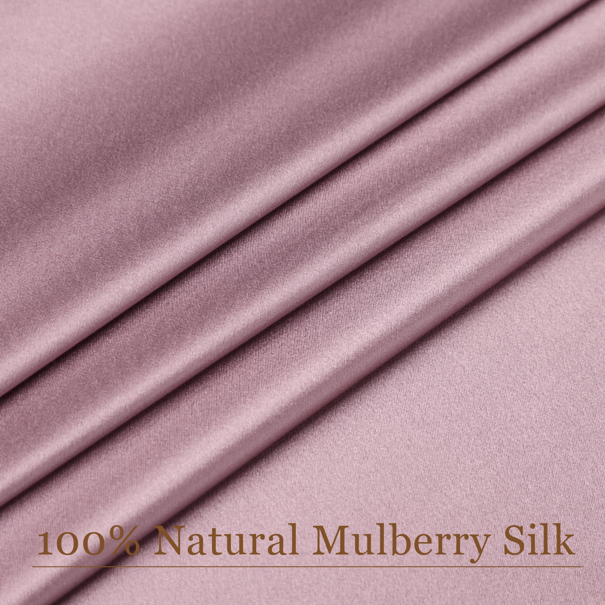 PiccoCasa 22 Momme Silk Pillowcase Zippered Pillow Cover, Queen Mauve