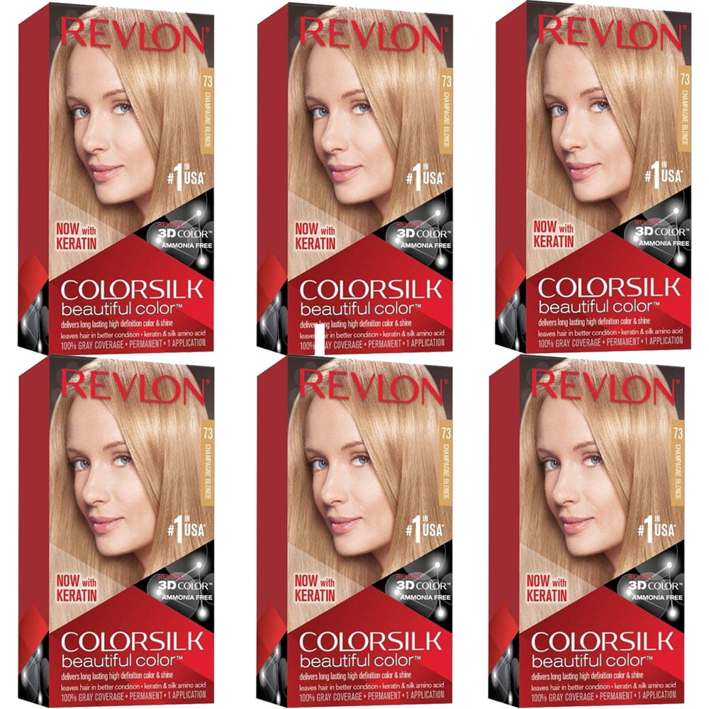 Pack of (6) Revlon ColorSilk Beautiful Color #73 Champagne Blonde 1  Application Hair Color for Unisex 