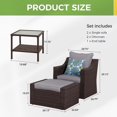 thumbnail image 5 of Cozyhom 5 PC Outdoor Patio Furniture Chair With Ottoman Sets, Patio Coffee Table PE Wicker Rattan Chair With Ottoman, Grey Cushion, 5 of 10