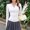 White, variant on Women's Slim Fit Full Zip Jacket with Stand Collar and Lightweight Fabric Featuring Breathable Material for Yoga Classes Gym Workouts Running Sessions Morning Walks Casual Outings Black L
