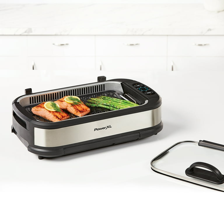 PowerXL Smokeless Grill Plus with Tempered Glass Lid and Turbo Speed Smoke  Extractor Technology 