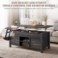 thumbnail image 6 of OKD 48" Farmhouse Lift Top Coffee Table with Sliding Barn Door, Rustic Center Table with Hidden Storage Compartment for Living Room, Office, Dark Rustic Oak, 6 of 10