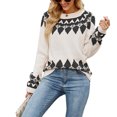 thumbnail image 2 of Cardigan Long Femme Mode Décontractée Rétro Impression Couleur Tricot Manches Longues Col Roulé Chandail Cardigans pour Femmes en Liquidation, 2 of 5
