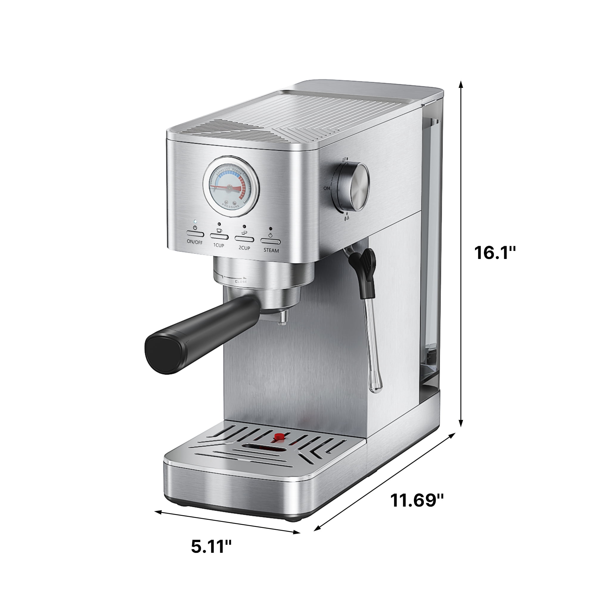 Espresso Machine 15 Bar, Espresso Coffee Maker with Milk Frother and Hot Water, 47 Oz Removable Water Tank and Brew Pressure Gauge for Office Home Kitchen
