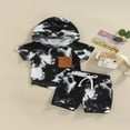 thumbnail image 2 of 2 Pcs Infant Pants Set  Boys Contrast Color Short Sleeve Hooded Pullover + Drawstring Shorts, 2 of 7