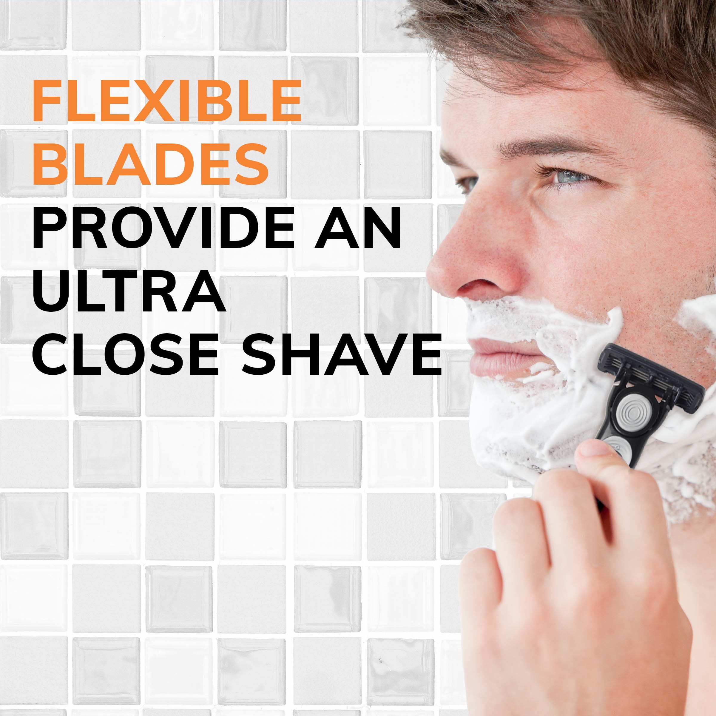 BIC Flex 4 Refillable Men's Razors, 1 Handle and 4 Cartridges With 4 Blades, 5 Piece Set