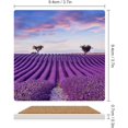 thumbnail image 2 of GZHJMY Square Drink Coasters 2 Pcs Lavender Field Sunset Landscape Absorbent Ceramic Coffee Coasters for Drinks with Cork Base Housewarming Gift for Home Decor, 2 of 6