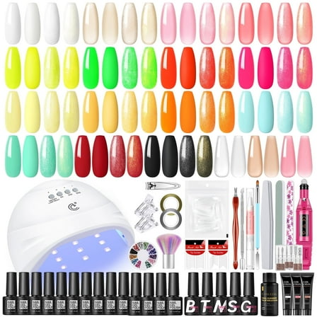 COSCELIA Gel Polish Kit with U V Light and Drill 15 Colors Gel Nail Polish 3PCS Poly Extension Gel 5PCS Top Base Coat Gel Nail Polish Starts Kit Gifts