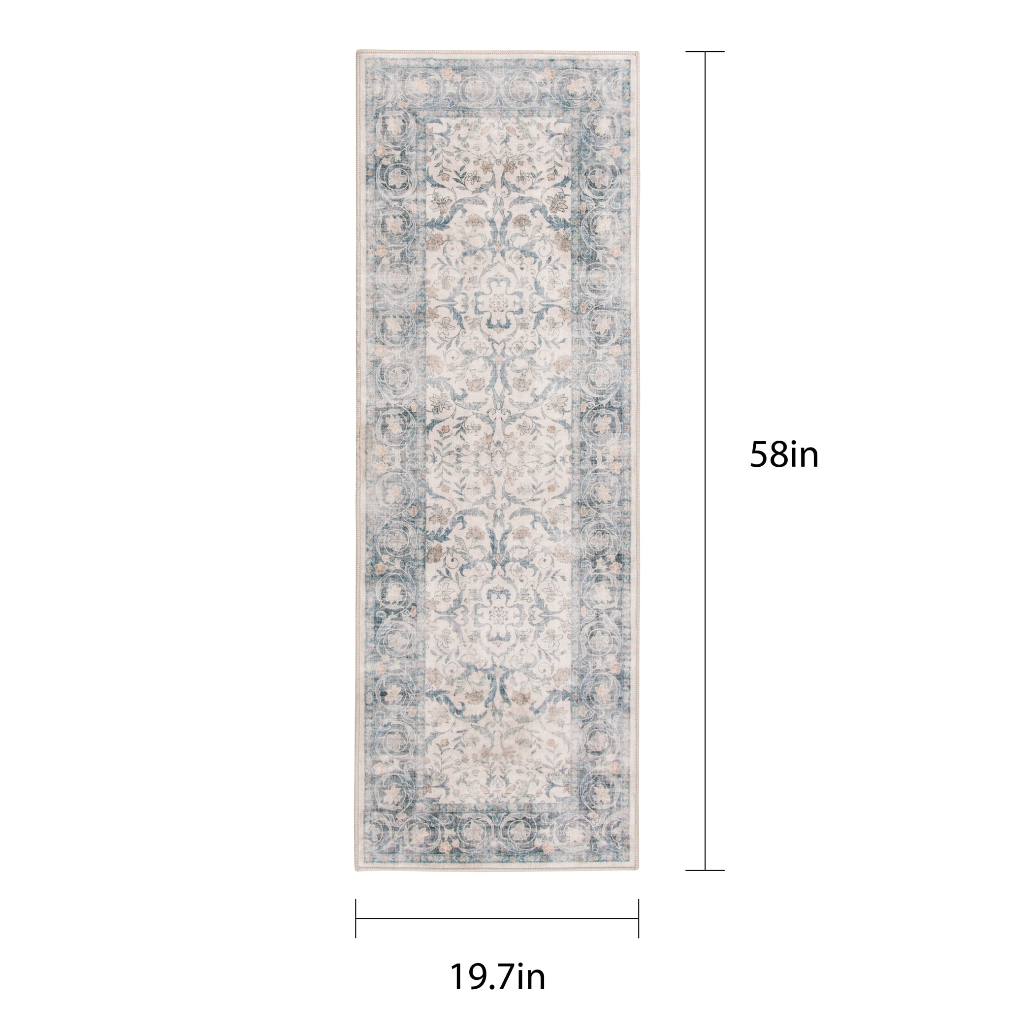 Home Décor Collection 19.7"x58" Washable Green Persian Faux Fur Indoor Runner Rug