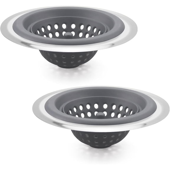 2 PCS Kitchen Stainless Silicone Sink Strainer, 4.5 inch Diameter… (Grey) Gray