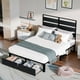 thumbnail image 4 of VERDALAY Cama de matrimonio de 192 cm x 140 cm con estructura industrial de madera y metal, cajones de almacenamiento debajo de la cama, sin necesidad de somier, color negro, 4 of 16