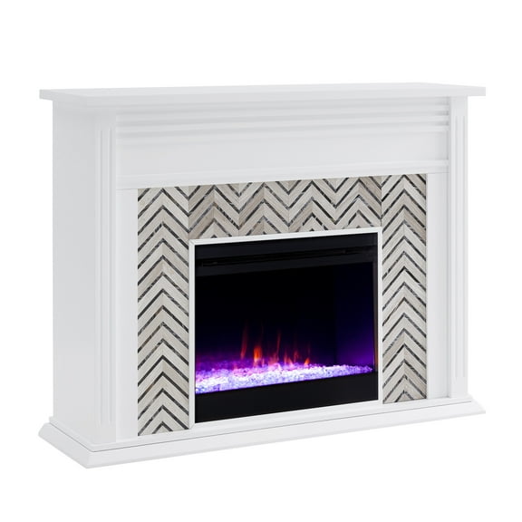 SEI Furniture Hebbington Tiled Marble Color Changing Electric Fireplace
