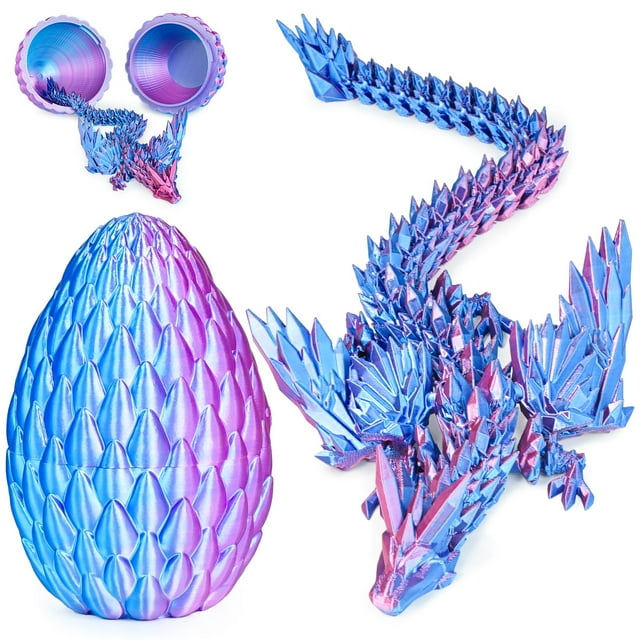 Figura de juguete Olee Odee impresa en 3D con huevo de dragón azul M