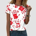 thumbnail image 2 of YDFCWXW Women's Scary Print Cotton Tee - Halloween Party Crew Neck T-Shirt Red, XL, 2 of 6