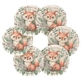 thumbnail image 2 of Cute Fox in Floral Bouquet Coasters with Holder for Coffee Table 6 Pcs Drink Coaster Sets Absorbent for Home Decor 4 inch, 2 of 7