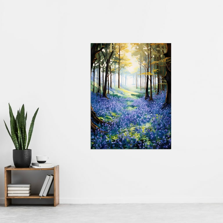 Bluebell Wood Spring Flower Woodland Scene Oil Painting Forest