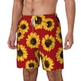 thumbnail image 2 of Balery Sunflowers On Red Mens Swim Trunks Swim Shorts for Men Quick Dry Inseam Beach Shorts with Compression Liner Pocket-X-Large, 2 of 9
