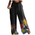 thumbnail image 2 of Puntoco Pantalones De Pijama Cómodos Para Mujer Pantalones De Yoga De Salón De Pierna Ancha Pantalones De Jogger De Salón Casual Con Estampado Floral De Mariposa Suelta Puntoco Puntoco-2922, 2 of 5