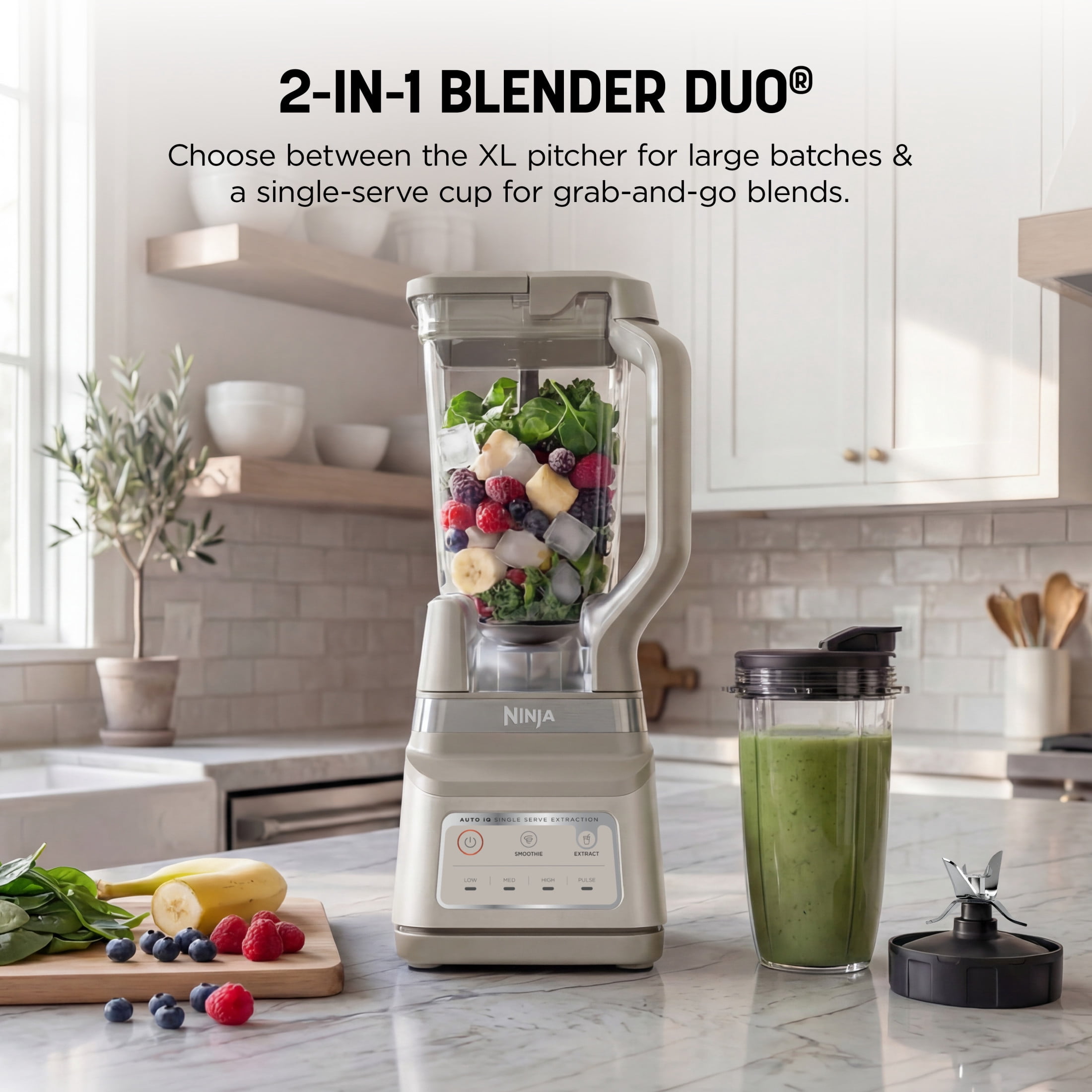 Ninja Professional Plus DUO 72-Oz Blender, Smoothies, Ice Crush, 2 Auto-iQ Preset Programs, 4 Speeds, 1400PW, BN750WH White