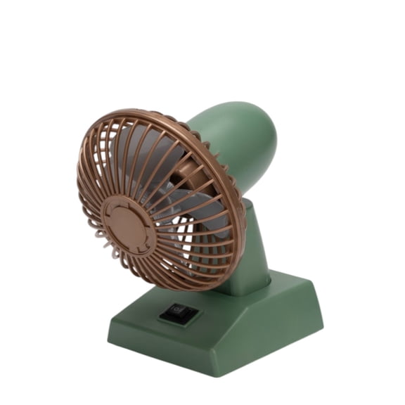 Sourcingbay 4 Inch Vintage Mini Desk Fan, Retro Portable USB, Powerful Airflow, Green Brown