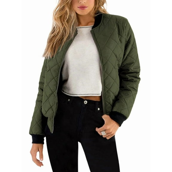 Women'S Barn Jacket Casual Coat Zip Up Spring Fall Clothes with Pockets Army Green M