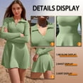 thumbnail image 4 of OQQ Womens Dress Casual Long Sleeve Elastic Simple A-Line Zipper Mini Dress, 4 of 7