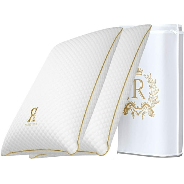 ROYAL THERAPY 2Pack Queen Memory Foam Pillow, Adjustable Shredded Bed