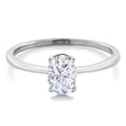 thumbnail image 2 of Gem Stone King 10K White Gold Moissanite Solitaire Engagement Ring for Women (0.90 Cttw, Oval 7X5MM, Gemstone Birthstone, Size 5.5), 2 of 3