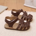 thumbnail image 5 of KPOPLK Toddler Girl Sandals Wide Toe Box Mary Jane Dress Shoes for Party School Uniform Summer Flower Girls Shoes Size 5.5,Brown, 5 of 6