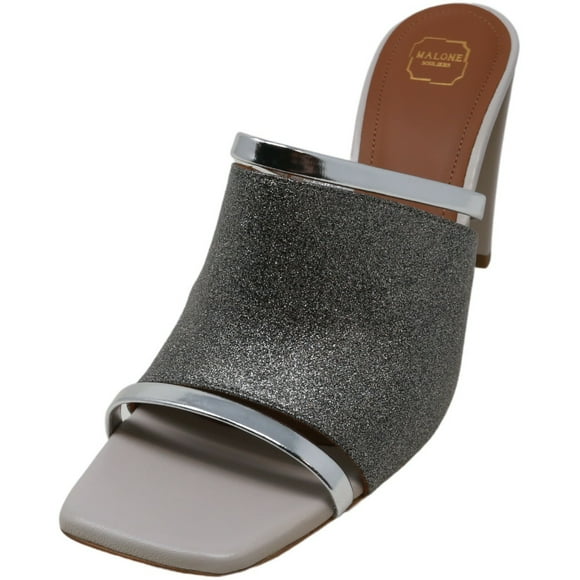 Malone Souliers Women's Demi Glitter Leather Silver / Ice Mules - 6.5M