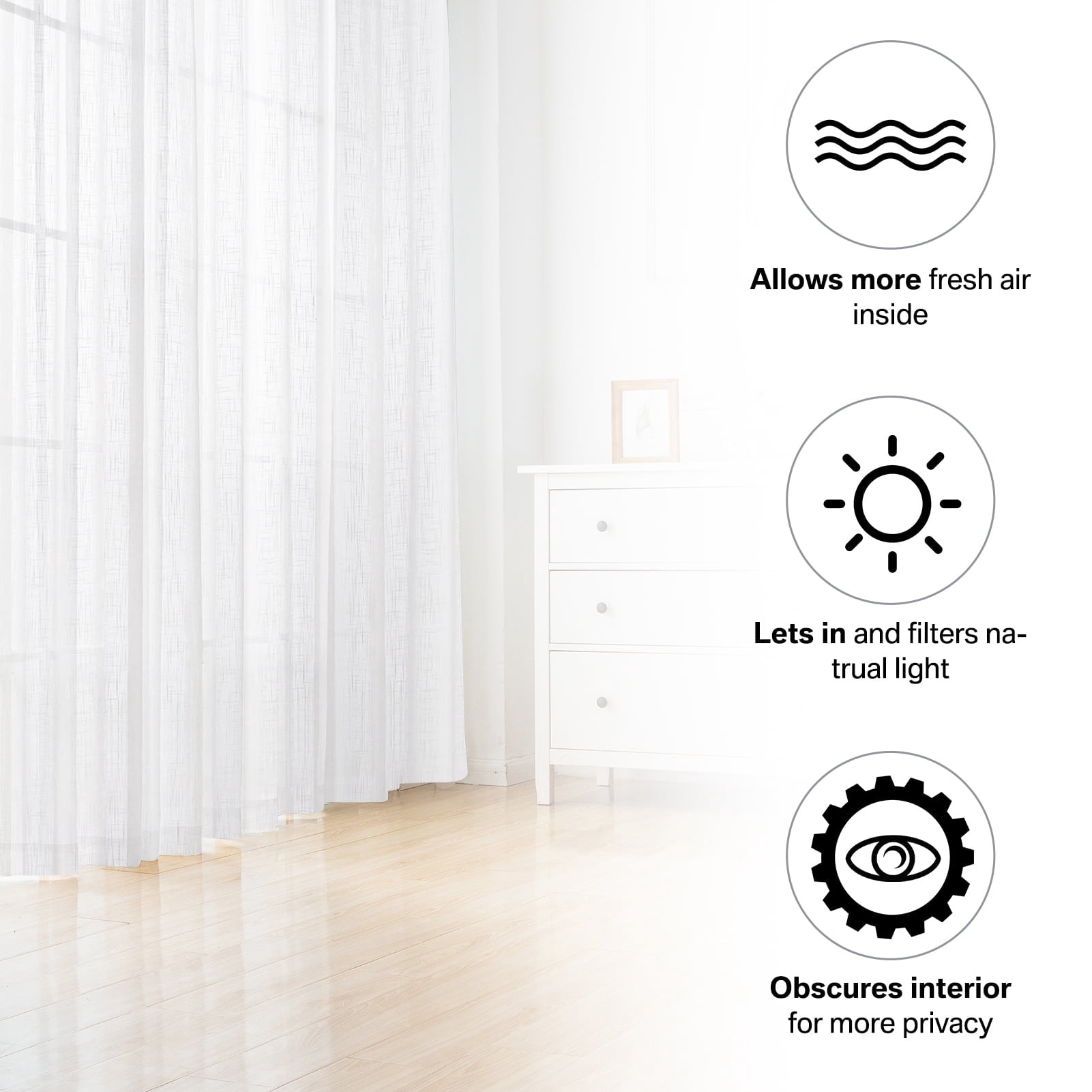 Linen Curtains for Living Room 2Panel Set Rod Pocket Light Filtering Privacy Neutral Semi Sheer Flax Linen Curtains Rustic Farmhouse Boho Decor Cotton Textured Gauze Drapes 52x63 Inch