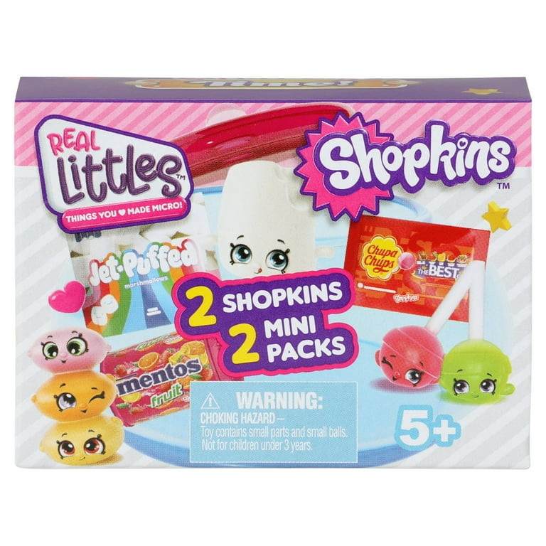 Shopkins Mini Pack Real Littles Snack Ball Micro Mart Mystery Mini Toys 2  Pack Bundle with 2 My Outlet Mall Stickers
