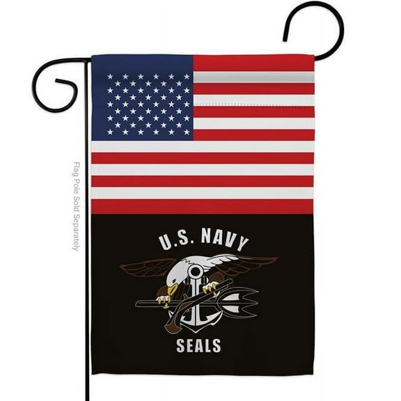 G142740-BO 13 x 18.5 in. US Navy Seals Garden Flag with Armed Forces Double-Sided Decorative Vertical Flags House Decoration Banner Yard Gift