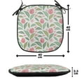 thumbnail image 4 of Floral Chair Seating Cushion Set of 4, Design of Striped Flowers and Leaves Blots Pastel Colored Vintage Pattern, Seat Pads with Anti-slip Backing, 16"x16", Ruby and Reseda Green, by Ambesonne, 4 of 7