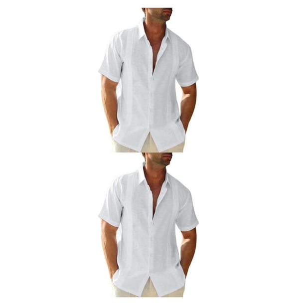 Sonducket Camisa abotonada para hombre que viaja para niños, fiesta en la piscina de verano, camisetas para caminar en la playa, ropa de trabajo Blanco SG 2Conjunto