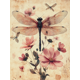 thumbnail image 1 of Qisvanset Framed Canvas Wall Art 12x16 Inch Dragonfly Pink Wildflower Neutral Botanical Art, 1 of 5