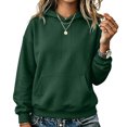 thumbnail image 2 of Hoodies for Women Oversized Trendy Fall Sweatshirt Pullover Fleece Long Sleeve Sweaters Winter Outfits Y2k Clothes Dark Green L, 2 of 6