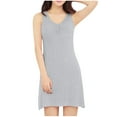thumbnail image 3 of Swuxness Women's Sleeveless Pajama Dress, Women's Nightgowns, Women's Fashion Solid Color Round Neck Built in Bra Soft Comfortable Short Nightgowns for Ladies Gray, XXL, 3 of 5