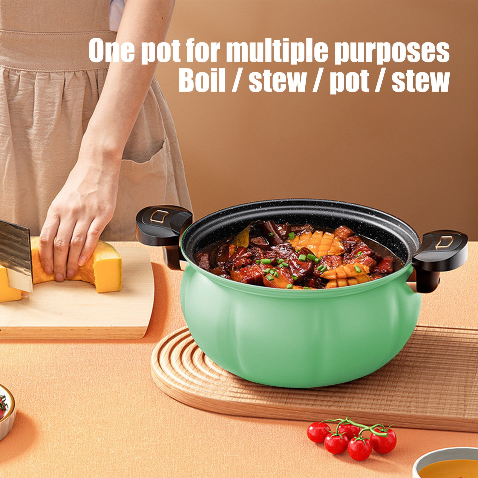 HengDidi 8L Multifunctional Pumpkin Pressure Cooker with Vacuum Seal & Non-Stick Coating, Stainless Steel Soup Pot for Healthy Cooking, Even Heat Distribution