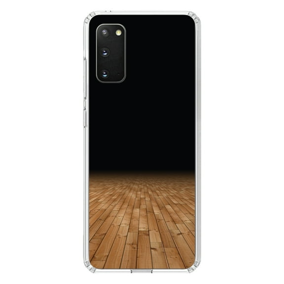 DistinctInk Clear Shockproof Hybrid Case for Galaxy S20 ULTRA / 5G (6.9" Screen) - TPU Bumper, Acrylic Back, Tempered Glass Screen Protector - Basketball Court Floor - Basketball